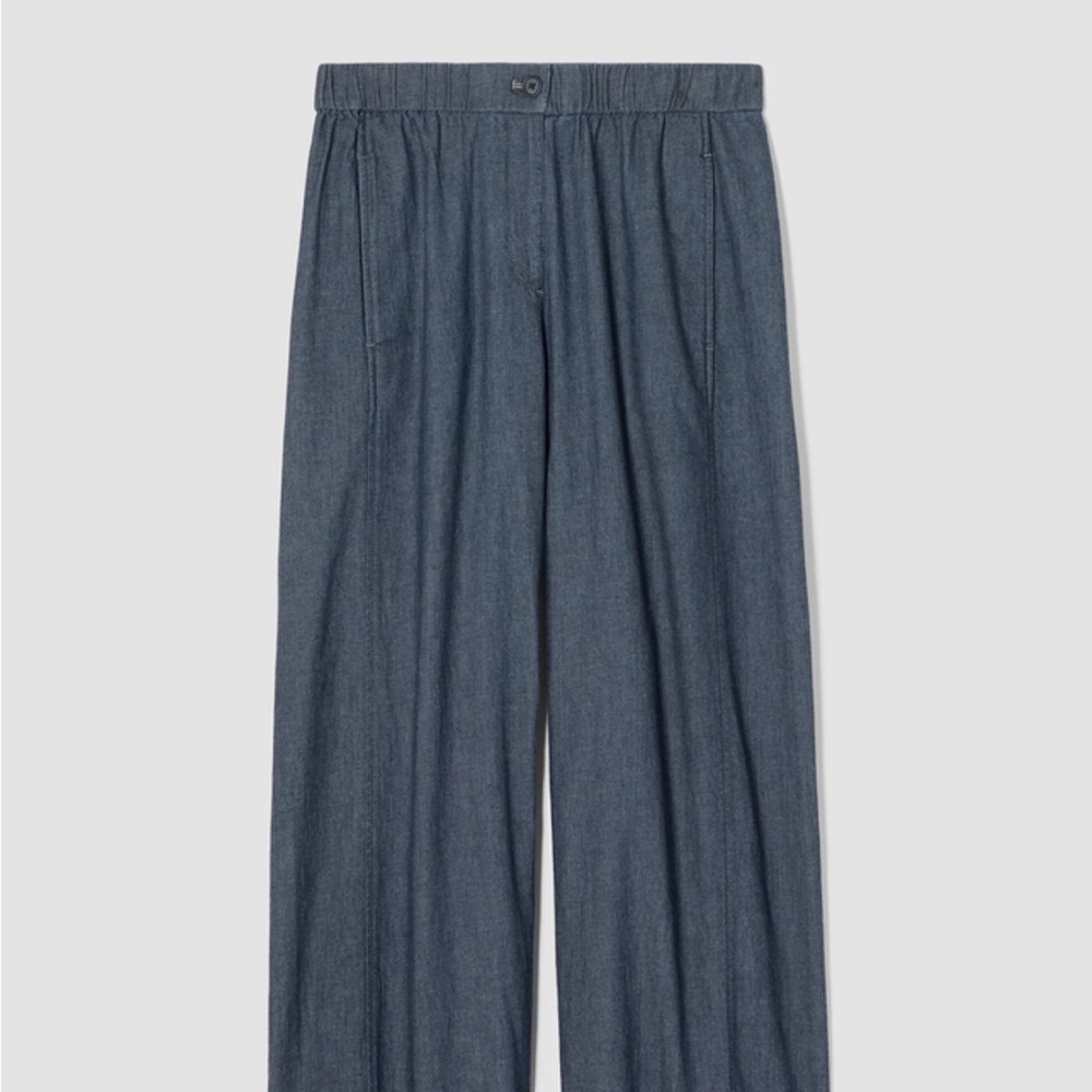 NWT Eileen Fisher Airy Organic Twill Wide Leg Denim Pant